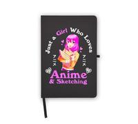 Cute Girl Who Loves - Cuaderno de dibujo y anime, páginas en blanco, cubierta de piel sintética, planificador, diario, cuaderno de trabajo