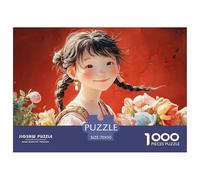 Cute Girl with Her Hair in Two Brids 1000 Stück Ökopapier Puzzle Flower Girl Lebendige Bilder Kreatives Spiel Puzzles Für Erwachsene Und Kinder 70x50cm/1000pcs