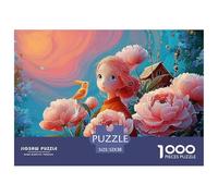 Cute Girl with Red Hair and Freckles 1000 Pieza Cartulina Premium Rompecabezas Premium Blooming Flowers Antiestrés Juguete De Cumpleaños Rompecabezas para Decoración del Hogar 52x38cm/1000pcs