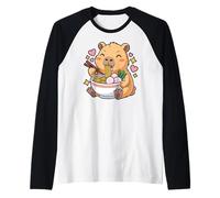 Cute Girls Capybara Ramen Kawaii Tea Kawaii Capy Lover Camiseta Manga Raglan