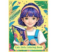 Cute Girls Coloring Book: 60+ Unique Designs of Princesses, Animals, and Fantasy Scenes