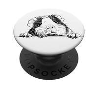 Cute Girls Happy Face Black Ink Logo Guinea Pig Lover PopSockets PopGrip Adhesivo
