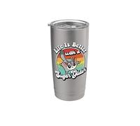 Cute Girls Retro Vintage Life Is Better Sugar Glider Lover Vaso térmico de acero inoxidable de doble pared