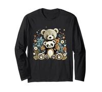 Cute Girls Teddy Bear and Ted Friend Floral Cottagecore Manga Larga