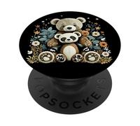 Cute Girls Teddy Bear and Ted Friend Floral Cottagecore PopSockets PopGrip Adhesivo