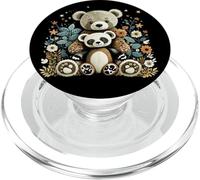 Cute Girls Teddy Bear and Ted Friend Floral Cottagecore PopSockets PopGrip para MagSafe