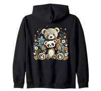 Cute Girls Teddy Bear and Ted Friend Floral Cottagecore Sudadera con Capucha