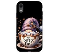 Cute GNOME Coffee Mug with Funny Saying But Coffee First Carcasa para iPhone XR