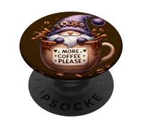 Cute GNOME More Coffee Mom Graphic For Women Funny Coffee PopSockets PopGrip Adhesivo