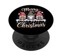Cute GNOME Santa Claus Hat and Christmas Lights PopSockets PopGrip Adhesivo