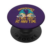 Cute GNOME Warning I May Snap At Any Time Funny Photographer PopSockets PopGrip Adhesivo