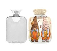 Cute Gnomes - Botella de agua caliente para otoño y Halloween, bolsa de agua caliente de 2 l, bolsa de agua caliente transparente para calambres menstruales, alivio del dolor de cuello y hombro, calentador de manos y pies