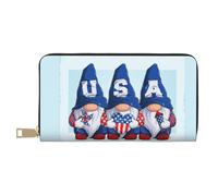Cute Gnomes in USA - Cartera de piel para mujer, billetera plegable para múltiples tarjetas, cartera larga para mujer
