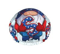 Cute Gnomes In Usa1 Pattern Gorro de ducha y gorro de baño para mujer, gorros de ducha impermeables de gran tamaño reversibles grandes diseñados para todas las longitudes de cabello, gorro de baño e