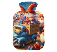 Cute Gnomes Truck Independence Day - Botellas de agua caliente con pies de cubierta suave y calentador de cama, bolsa de agua caliente para cuello, hombros y calambres menstruales, 1 litro