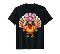 Cute Gobble Pink Bow Turkey Girls Toddler Fall Thanksgiving Camiseta