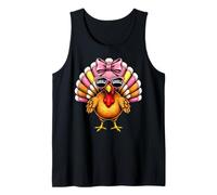 Cute Gobble Pink Bow Turkey Girls Toddler Fall Thanksgiving Camiseta sin Mangas