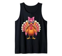 Cute Gobble Pink Bow Turkey Girls Toddler Fall Thanksgiving Camiseta sin Mangas