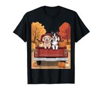 Cute Golden Retriever and Border Collie Fall Pumpkin Truck Camiseta