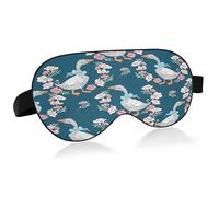 Cute Goose and Flowers Sleep Mask Lightweight Soft Breathable Eye Mask with Adjustable Strap Blackout Eye Mask for Women Men for Travel Night Sleeping