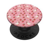 Cute Goose Strawberry PopSockets PopGrip Adhesivo