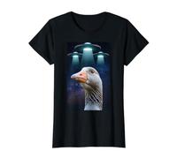 Cute Goose Things Funny Goose Stuff Alien OVNIs Weird Goose Camiseta gráfica económica, Mujer, Negro, L