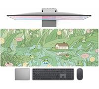 Alfombrilla de escritorio con diseño de rana de anime, tamaño XL, kawaii, japonés, grande, para PC, teclado y mouse para mujeres, oficina, jugador, niña, escritorio, 31.5 x 11.8 pulgadas