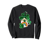 Cute Green Shamrock with Coffee GNOME For St. Paddys Day Sudadera