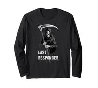 Cute Grim Reaper ÚLTIMO Responder EMT EMS First RN Halloween Manga Larga