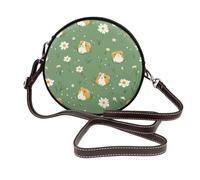 Cute Guinea Pigs In The Grass - Bolso cruzado redondo de piel para mujer