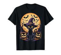 Cute Halloween Black Cat Witch Hat Pumpkin Camiseta