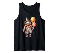 Cute Halloween Clown with Pumpkin Balloons Camiseta sin Mangas