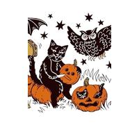 Cute Halloween Cottage Core Cats and Frogs Witch notebook journal