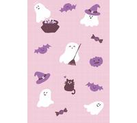 Cute Halloween Ghost Notebook - Graph Paper, 120 Pages | Cats, Bats & Candy | Cute Grid Notebook for School, Math, Journaling & Drawing