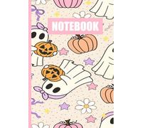 Cute Halloween Ghost Notebook with Pumpkins and Stars - Pastel Spooky Kawaii Journal for Kids, Teens, and Girls