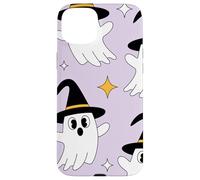 Cute Halloween Ghost Witch Hat Pastel Purple Look Carcasa para iPhone 15 Plus