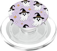 Cute Halloween Ghost Witch Hat Pastel Purple Look PopSockets PopGrip para MagSafe