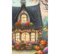 Cute Halloween Notebook: College Ruled Lined Journal | 6 x 9 Paperback Matte Cover | Pumpkins, Friendly Ghosts & Cozy Halloween Village | 120 Pages for Writing, School & Journaling