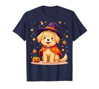 Cute Halloween Witch Dog Pumpkin Bats Camiseta