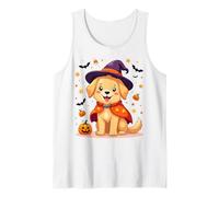 Cute Halloween Witch Dog Pumpkin Bats Camiseta sin Mangas