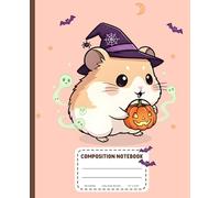 Cute Hamster Halloween Wizard: Wide Ruled Lined Paper, 7.5" x 9.25", 110 Pages - Kawaii Aesthetic School Supplies for Girls and Hamster Lovers