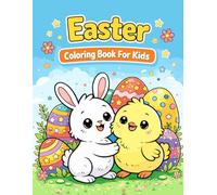 Cute happy Easter Coloring Book: Big Easy Pages with Bunnies, Chicks & Eggs for Little Hands, Fun and Simple Spring pages with Cute Animals, Eggs & Flowers