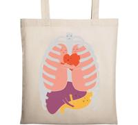 Cute Happy Healthy Internal Organs - Bolsa de algodón ecológico natural, color beige, beige, Talla única