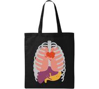 Cute Happy Healthy Internal Organs - Bolsa de transporte de algodón ecológico natural, color negro, talla única, Negro , talla única