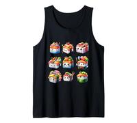 Cute Happy Kawaii Sushi Set Japanese Food Lover Camiseta sin Mangas