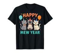 Cute Happy Mew Year 2026 Cat Party for Cat Dad Mom Kids Meow Camiseta