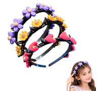 Cute Headband with Clips for Girls, Cartoon Braiding Band Easy Hair Styling | hair clip headband double layer twist plait,built in mini clips guide small hair sections for school parties photo daily