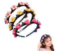 Cute Headband with Clips for Girls, Cartoon Braiding Band Easy Hair Styling | hair clip headband double layer twist plait,built in mini clips guide small hair sections for school parties photo daily