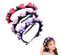Cute Headband with Clips for Girls, Cartoon Braiding Band Easy Hair Styling | hair clip headband double layer twist plait,built in mini clips guide small hair sections for school parties photo daily