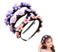 Cute Headband with Clips for Girls, Cartoon Braiding Band Easy Hair Styling | hair clip headband double layer twist plait,built in mini clips guide small hair sections for school parties photo daily